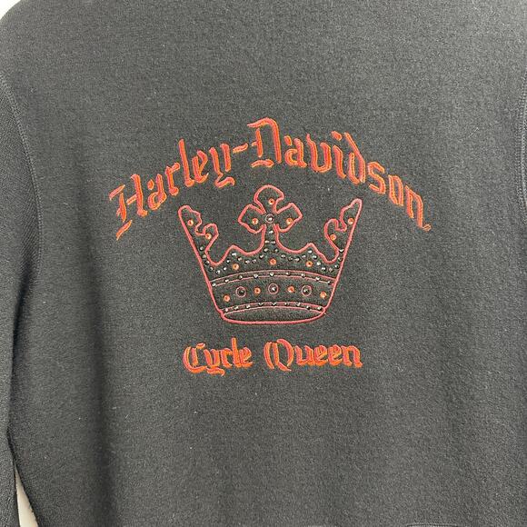 Harley Davidson Women's Wool Sweater Large Full Zip Black - Picture 4 of 8